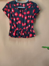 Private Label Floral Print Kualiti Merah Baju T Shirt Top Blouse secara Pukal